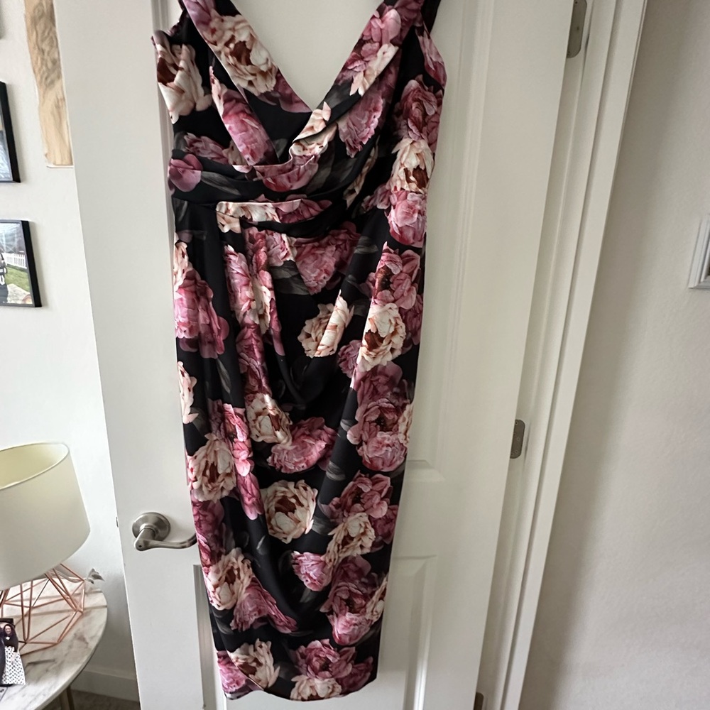 Floral Black and Pink Women's Dress